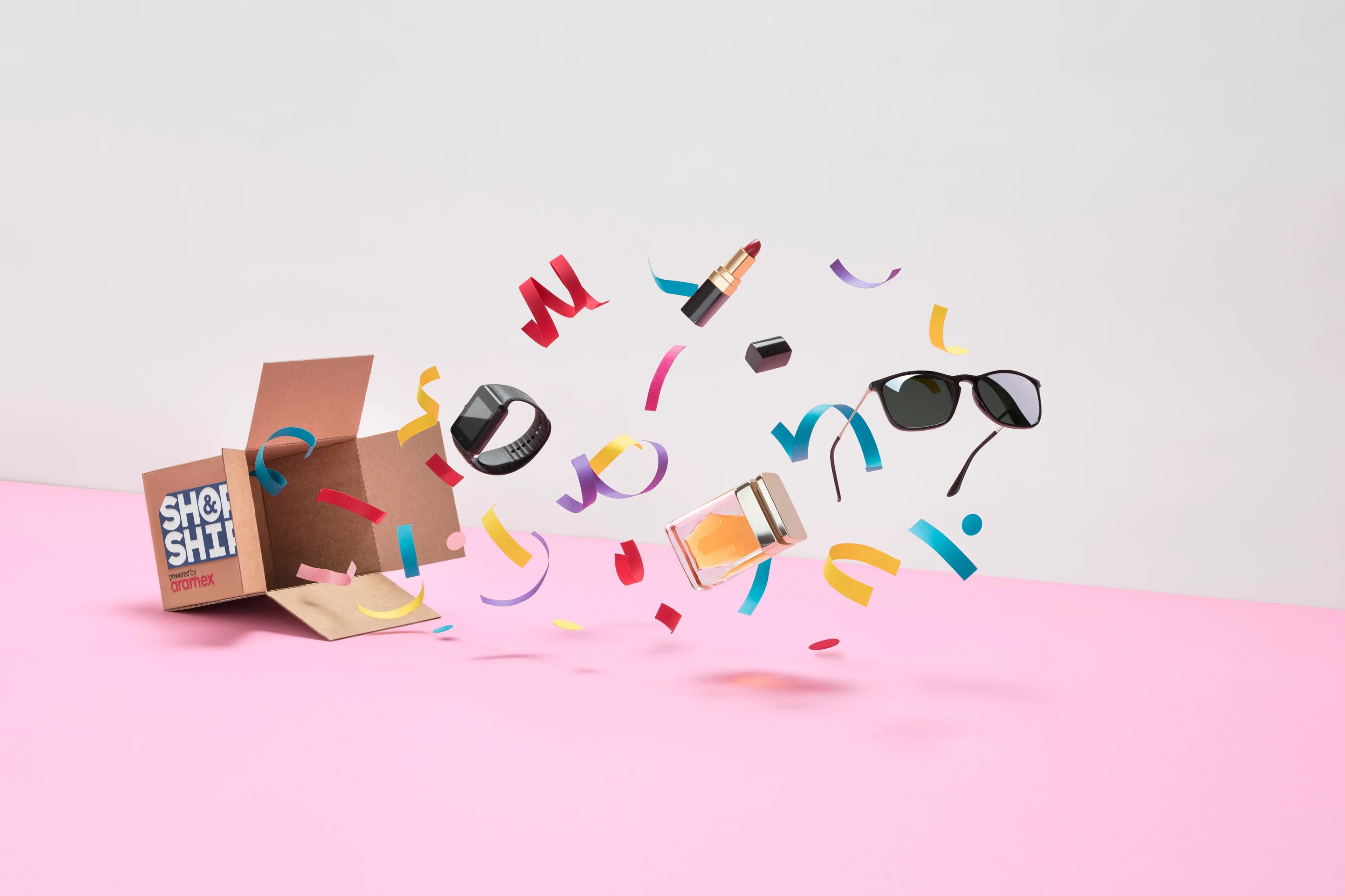 We produced a stop-motion infomercial using handcrafted paper art to explain the service. Shop & Ship paper-craft campaign visual showing global shopping and international shipping