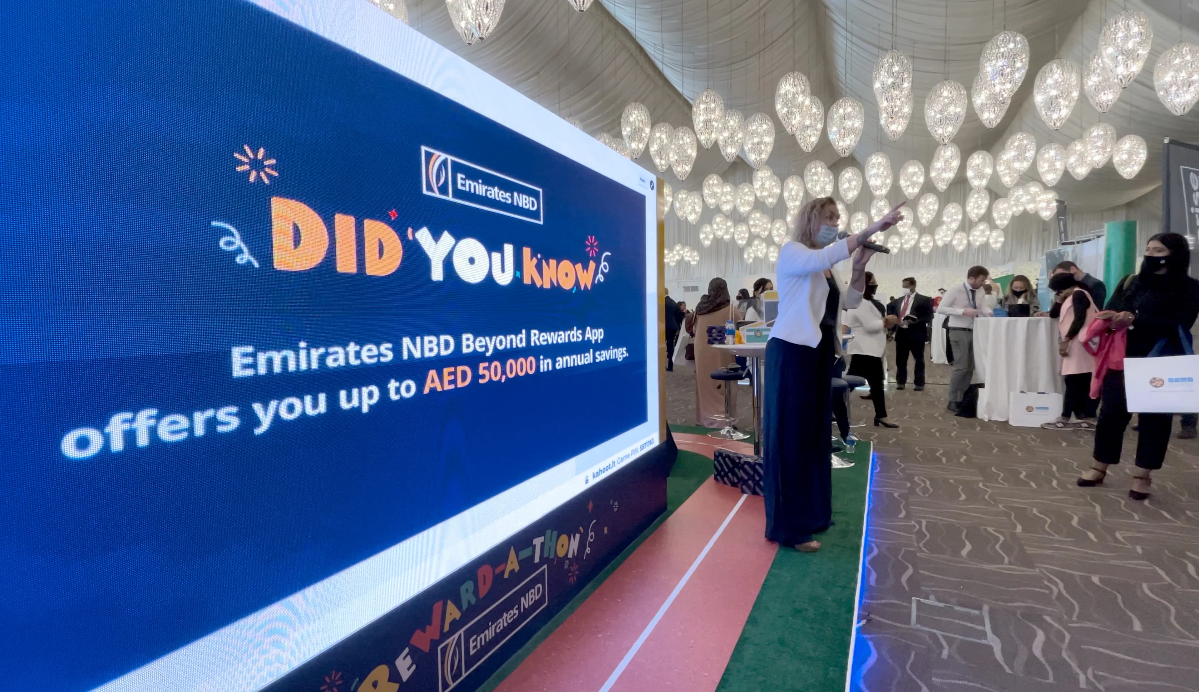 Teachers competing in Reward-a-Thon, a COVID-safe Kahoot activation created for Emirates NBD at GEMS Awareness Day. Teachers competing in Reward-a-Thon, a COVID-safe Kahoot activation created for Emirates NBD at GEMS Awareness Day.