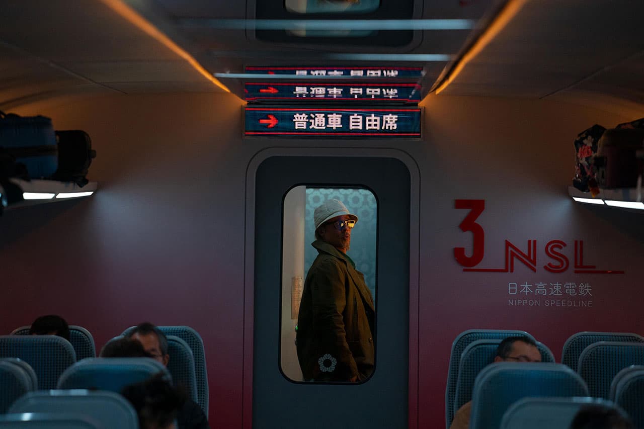 Brad Pitt inside Bullet Train Brad Pitt inside Bullet Train